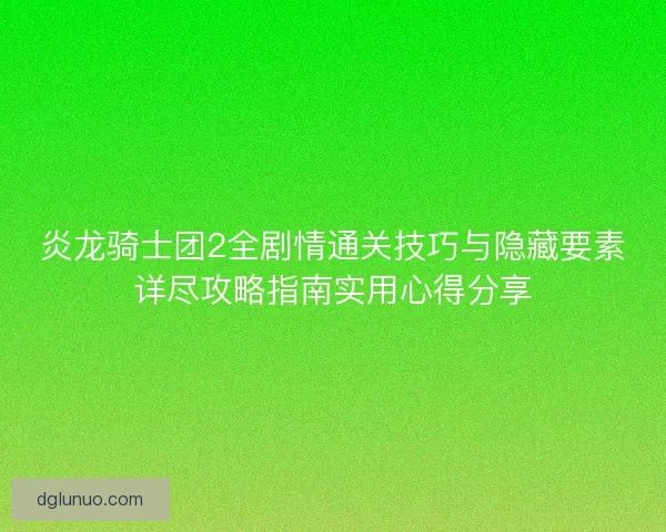 炎龙骑士团2全剧情通关技巧与隐藏要素详尽攻略指南实用心得分享