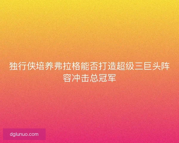 独行侠培养弗拉格能否打造超级三巨头阵容冲击总冠军