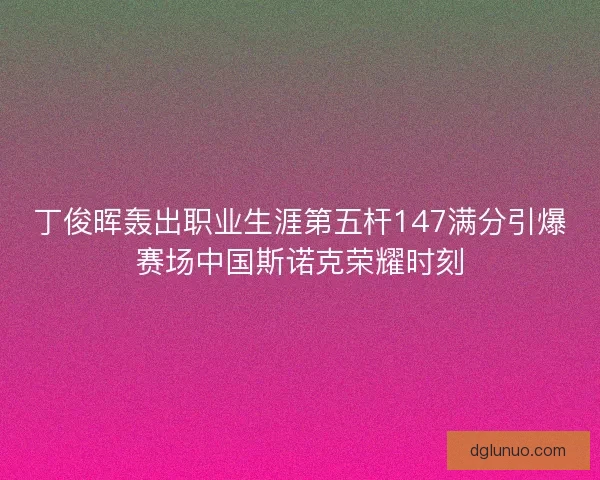 丁俊晖轰出职业生涯第五杆147满分引爆赛场中国斯诺克荣耀时刻